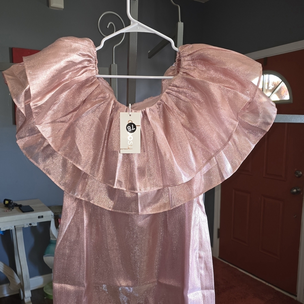 Elegant Pink Choosy Ruffle Mini Dress L - Picture 2 of 2